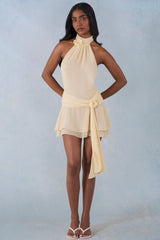 Halterneck Mini Dress in Butter Yellow