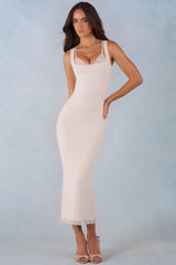Modal Lace-Trim Midaxi Dress in Ivory
