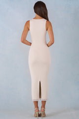 Modal Lace-Trim Midaxi Dress in Ivory