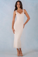 Modal Lace-Trim Midaxi Dress in Ivory
