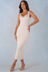 Modal Lace-Trim Midaxi Dress in Ivory