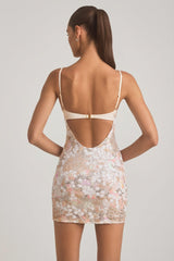 Embellished Camisole Bodycon Mini Dress in Ivory